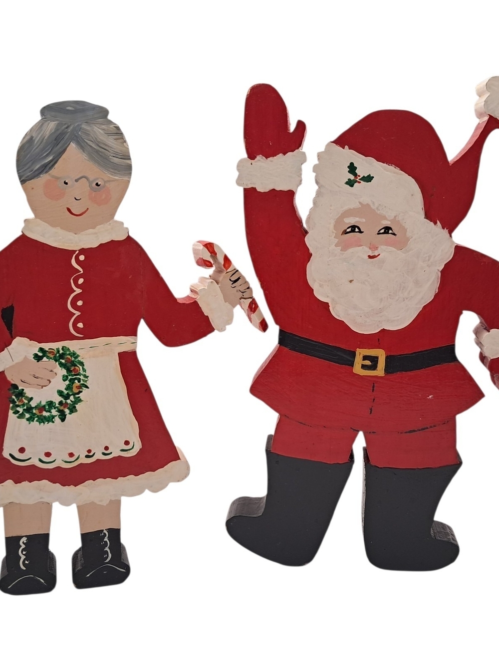 Hand-Painted Red Santa & Mrs. Claus Holiday Décor